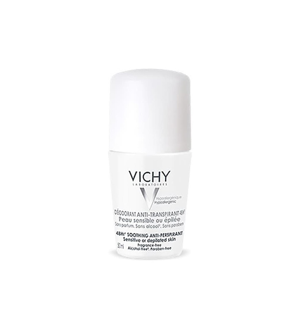 Vichy desodorante desodorante pele muito sensível roll on é antritranspirante e adequado para peles sensíveis.
