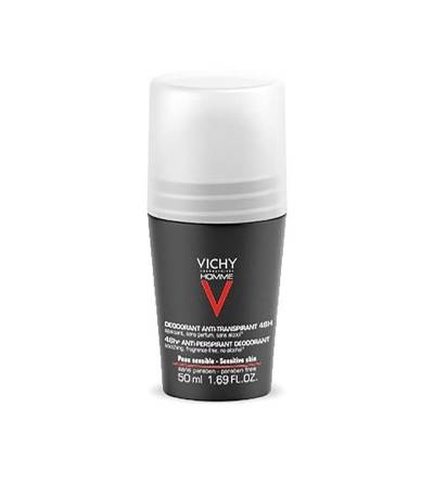 El desodorante Vichy Homme desodorante antitranspirante para hombre regula la transpiración y protege de olores durante 48 horas
