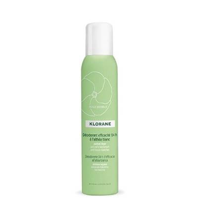 Klorane spray desodorante alga branca é sem alumínio, não mancha a roupa e deixa a pele com um perfume agradável.