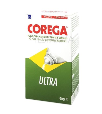 O pó bioacético Corega permite fixar a prótese em casos de salivação excessiva.