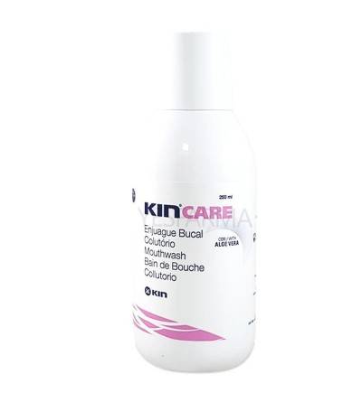 Kin Care enjuague bucal 250ml es un colutorio de uso diario que controla el mal aliento y elimina caries y sarro.