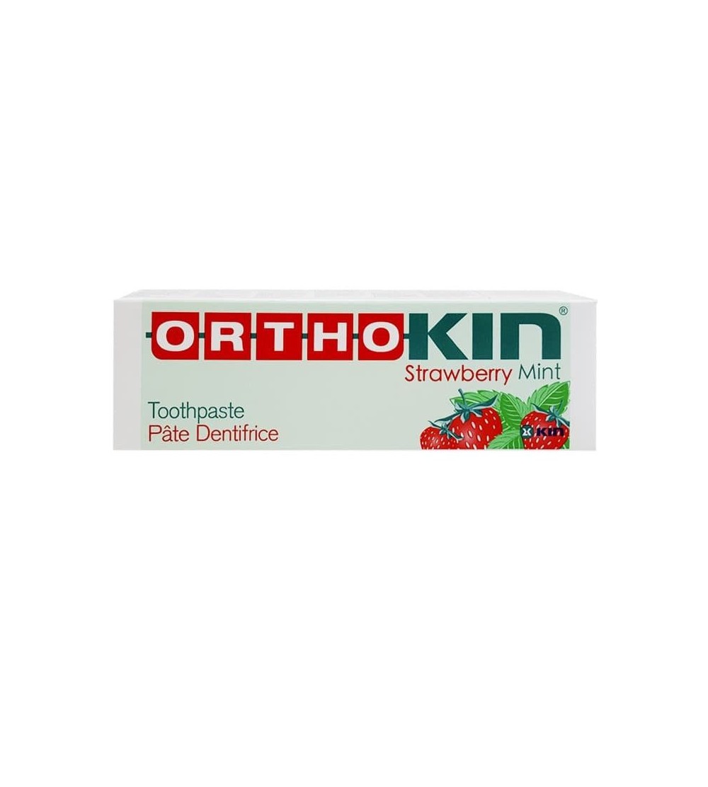 Ortho Kin fresa mentolada 75 ml es una pasta de dientes de uso diario, que combate el mal aliento y las caries.
