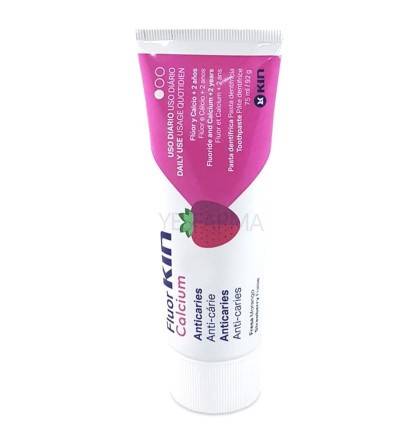 Fluor Kin calcio es una pasta de dientes para niños anti caries con flúor y calcio, de uso diario