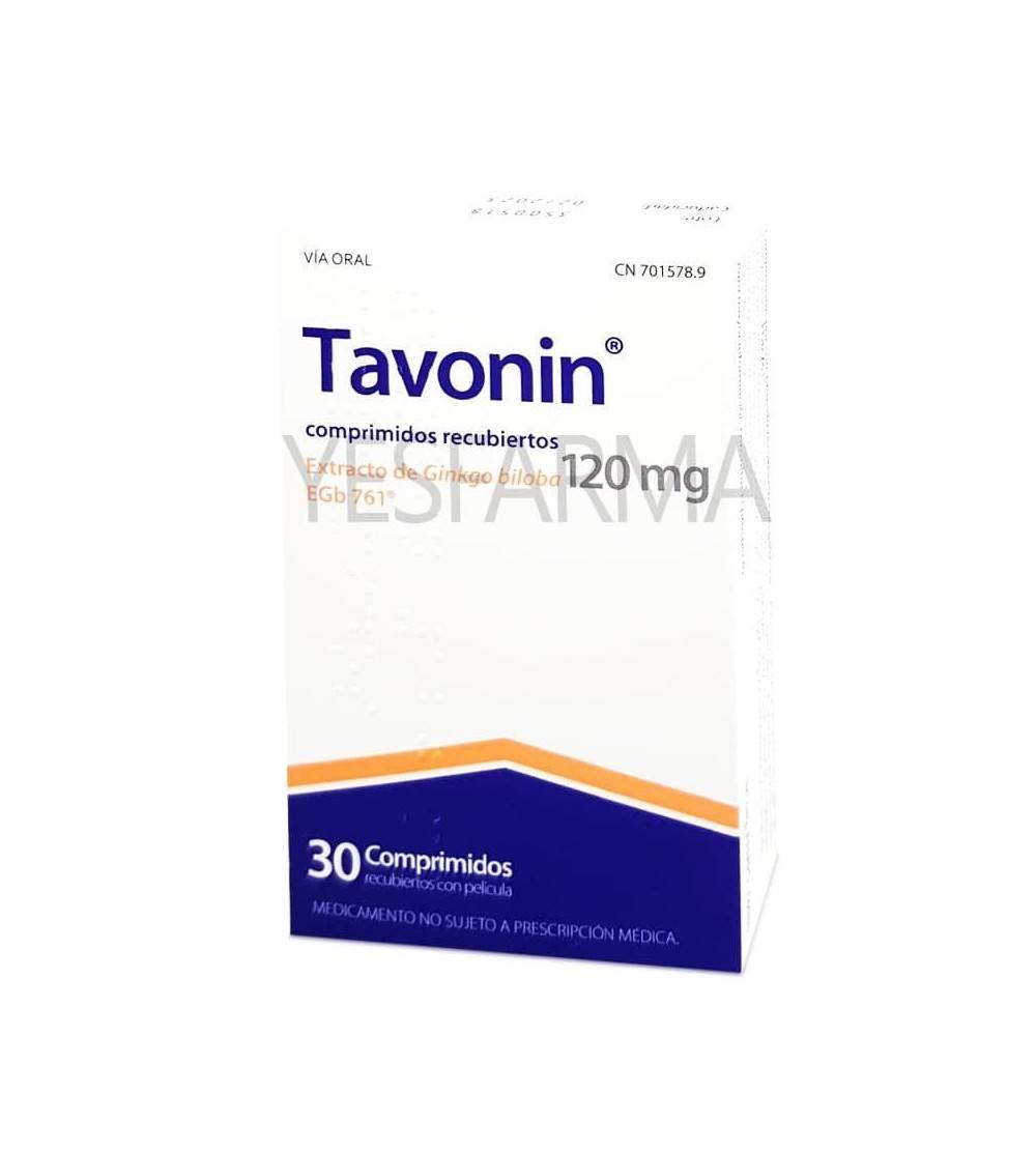 Comprar Tavonin 120mg extracto de Ginkgo Biloba EGb 761 30 comprimidos para mejorar microcirculación, vértigos y tinnitus.