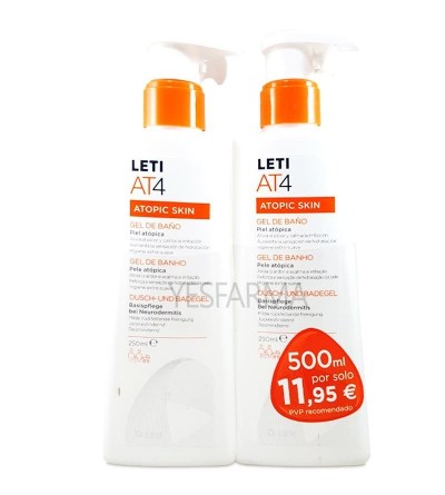 Comprar Leti AT4 gel de baño en OFERTA. Jabón para higiene de piel atópica. Mejor precio barato Yesfarma.