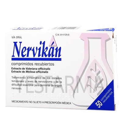 Compre Nervikán 50 comprimidos. Nervikán são pílulas naturais para dormir com valeriana e melissa. Melhor preço Yesfarma.