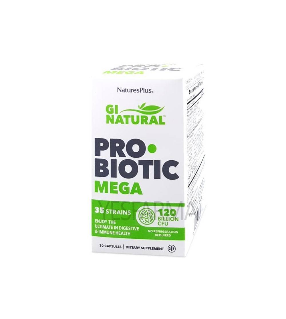 Comprar Gi Natural Probiotic Mega 30 cápsulas. Probióticos y prebióticos para flora intestinal al mejor precio barato Yesfarma.