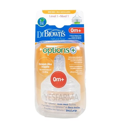 Compre Tetina Dr Browns silicone boca larga nível 1. Novas tetas de Dr Brown em Pharmacy Yesfarma.