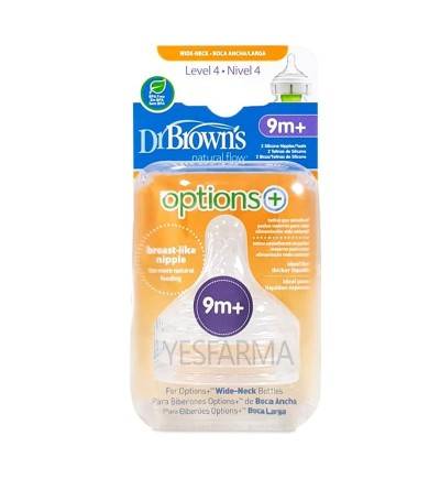 Comprar Tetina nueva Dr Brown's silicona nivel 4 boca ancha. Mejor precio barato Farmacia Yesfarma.