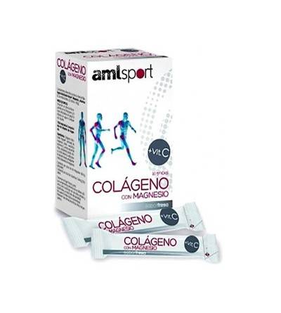 Amlsport Colágeno con Magnesio y Vitamina C sabor fresa 20 sticks